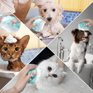 Silicone Dog Bath Brush with Shampoo Dispenser – Grooming Brush for Dogs, Cats & Other Pets