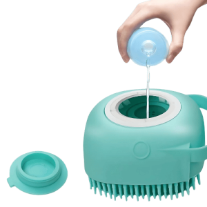 Silicone Dog Bath Brush with Shampoo Dispenser – Grooming Brush for Dogs, Cats & Other Pets